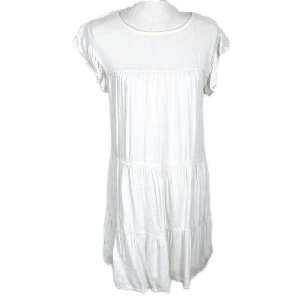 Anna-Kaci California Ivory Tiered Ruffled Sleeve Dress Women's Small